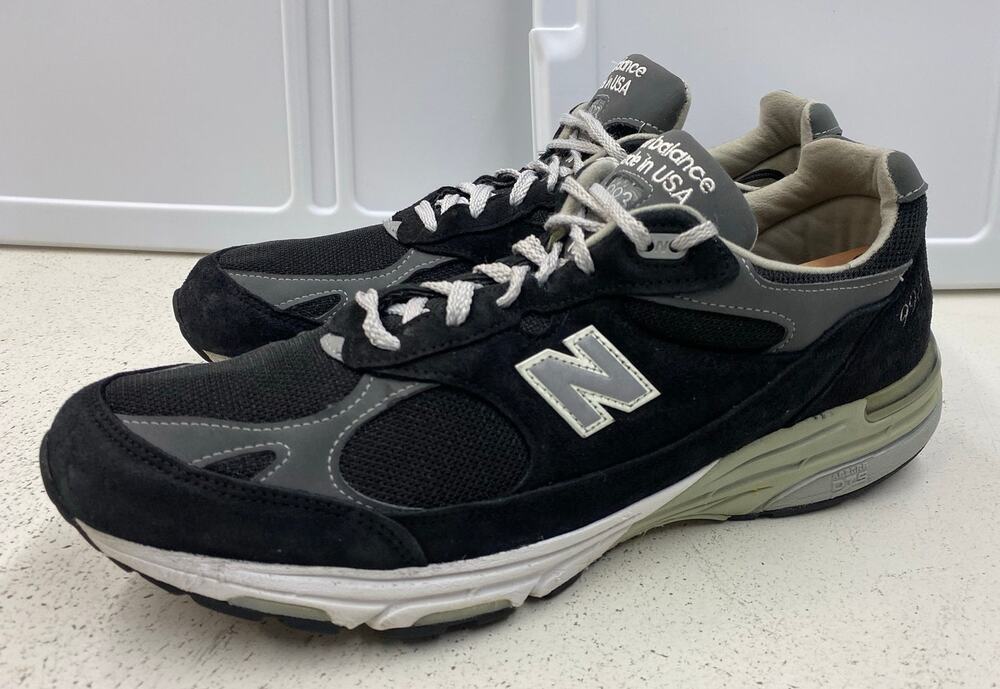 Men New Balance 993 USA black suede athletic shoes sneakers MR993BK, 15D